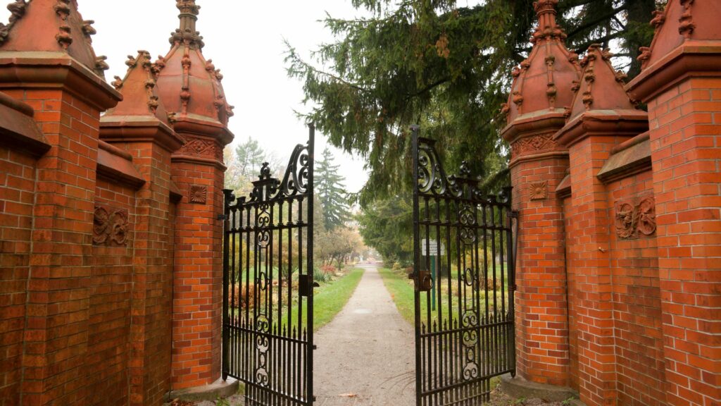Beautiful residential gates surrounded by brick