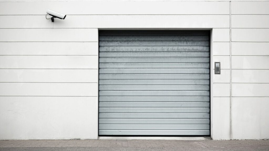 An example of steel garage doors in a commercial setting 